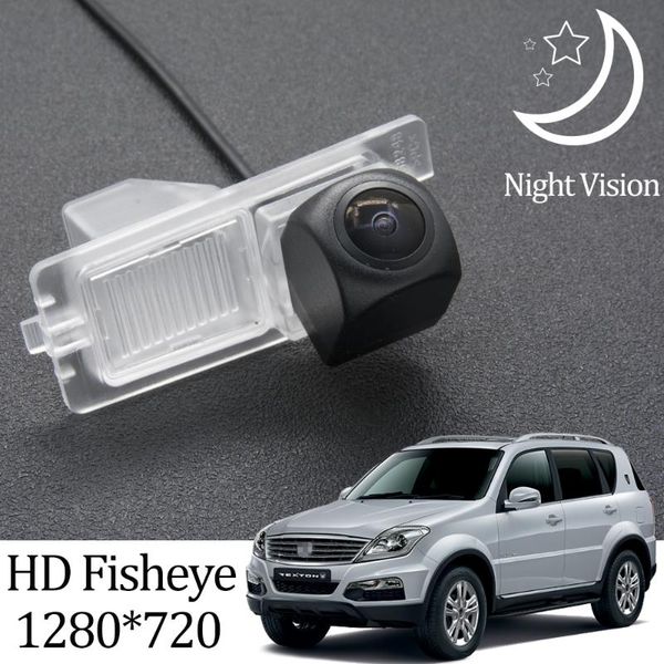 

car rear view cameras& parking sensors owtosin hd 1280*720 fisheye camera for ssangyong rexton/kyron vehicle reverse accessories