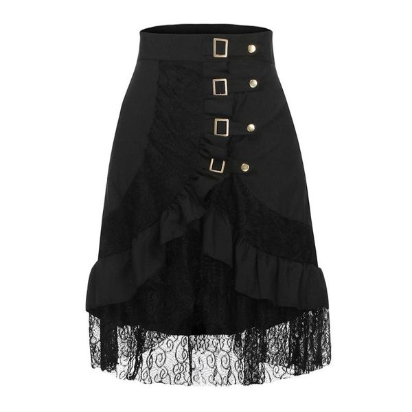 

skirts punk gothic retro black lace skirt women's steampunk clothing party club wear for ladies a-line high waist knee length