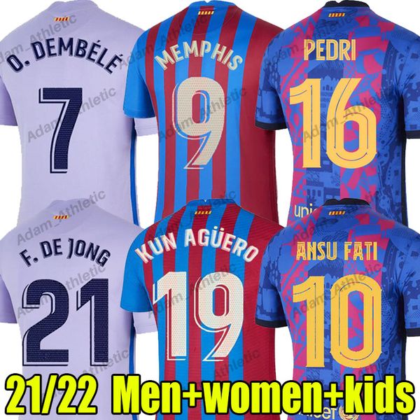

barca ansu fati memphis soccer jerseys player version 2021/22 kun aguero f.de jong pedri football shirts eric jordi alba o.dembele jersey me, Black;yellow