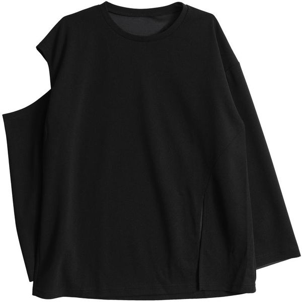 

men's t-shirts south korean long-sleeved t-shirt shoulder split bottom design loose large-size, White;black