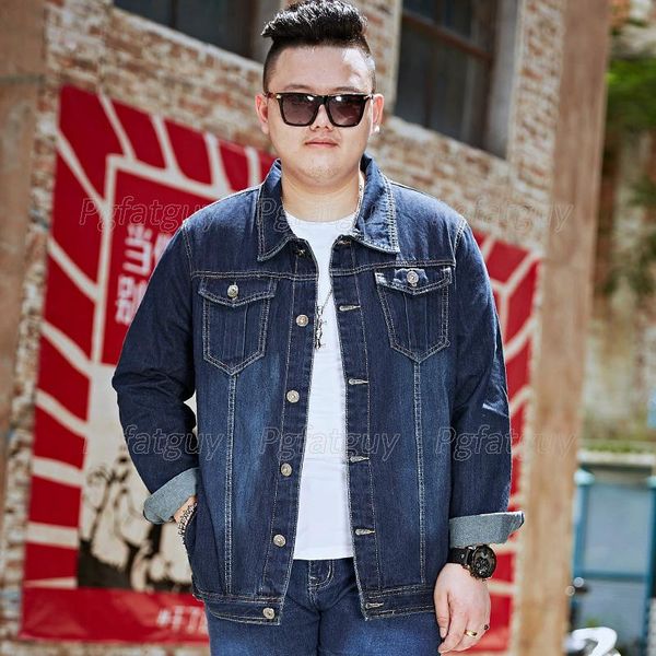 

men's jackets large asian size m-8xl jacket spring autumn simple loose casual denim coat big clothing for 150kg fat guy veste homme, Black;brown