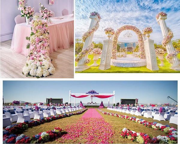 

25*100cm flower rows wedding road lead flowers long table centerpieces arch door silk rose party backdrops decor decorative & wreaths