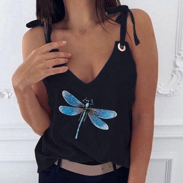 

animal dragonfly printed women trend camisole v-neck corns fashion tanks lady clothes ladies corset drop women's & camis, White