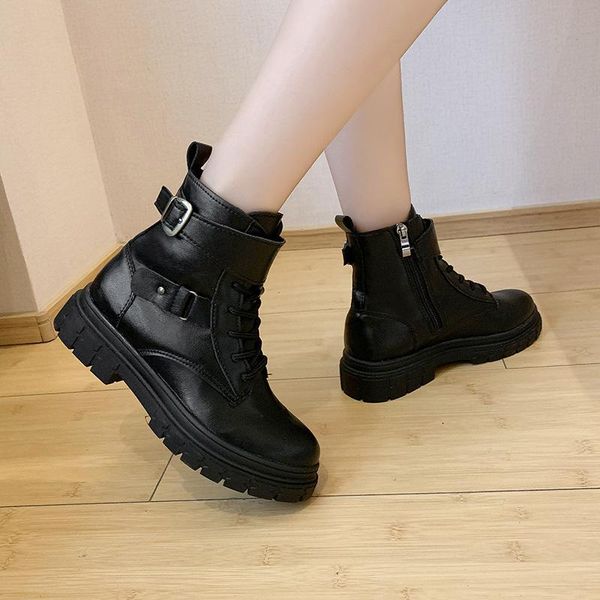 

boots plus size 41 women's shoes high 2021 black british biker motorcycle thin spring fall