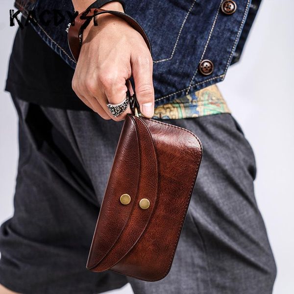 

wallets genuine cow leather handmade retro men wallet wristles long casual cash purse quality man card holder phone bag organizer, Red;black