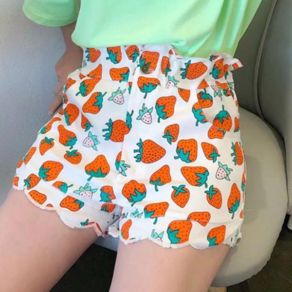 

women's shorts women print short bottom, White;black