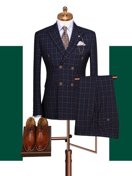 

men's suits & blazers wedding pants for men 2021 year gifts winter deep blue plaid stage clothes formal mens suits' plus size 36, White;black