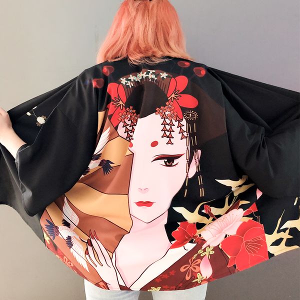 

women kimono cardigan yukata female japanese streetwear ulzzang japan style shirt soft girl haori womens kimono obi 10206, Red
