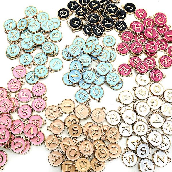 

charms 26pcs/lot alphabet letter double face enamel jewelryhandmade pendants jewelry making handmade diy bracelet, Bronze;silver