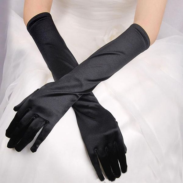 

sports gloves classic black white red grey skin opera/elbow/wrist stretch satin finger long women flapper matching costume