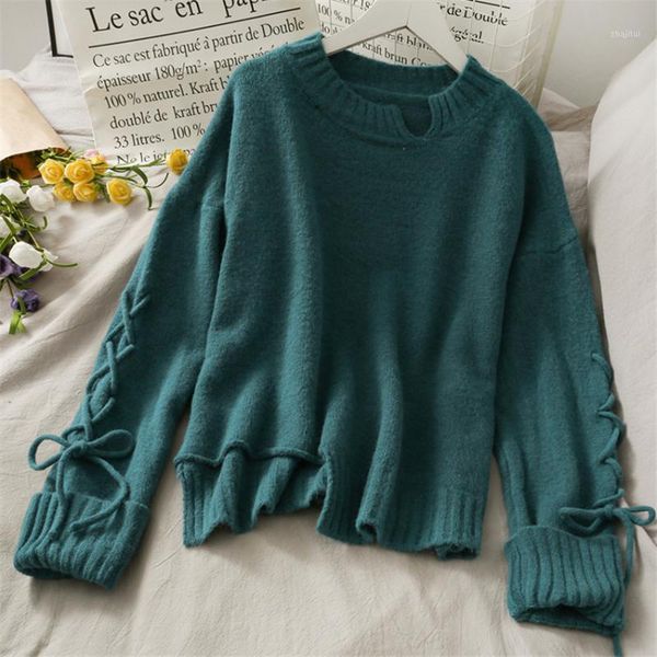 

autumn women drawstring sweaters lady long sleeve knitted sweater female solid basic pullovers bottomings 1276 women's, White;black