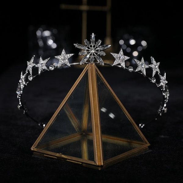 

stingy brim hats crystal crown wedding toast korean headdress baroque headband show po bride, Blue;gray