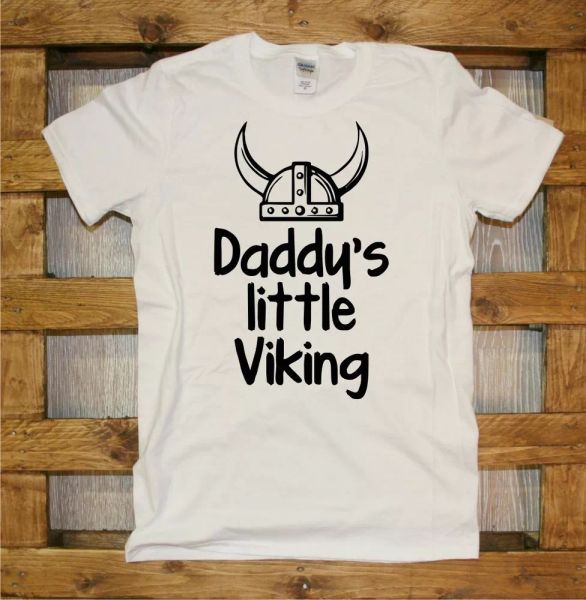 

daddy's little viking knit j378 short sleeve cotton gift dad tshirt, White;black