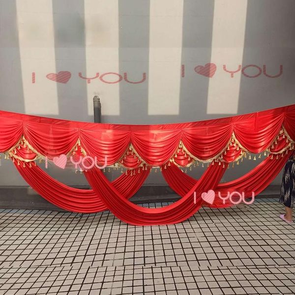 

party decoration ice silk curtain backdrop swag with tassel luxury stage background drape cloth panels for wedding event