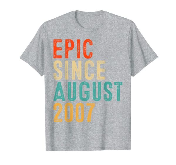 

epic since august 2007 12 year old gift 12th birthday t-shirt, White;black
