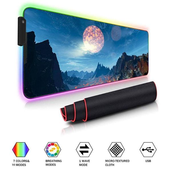 

mouse pads & wrist rests large rgb pad 80*30cm gaming big mat computer mousepad led backlight surface mause keyboard desk