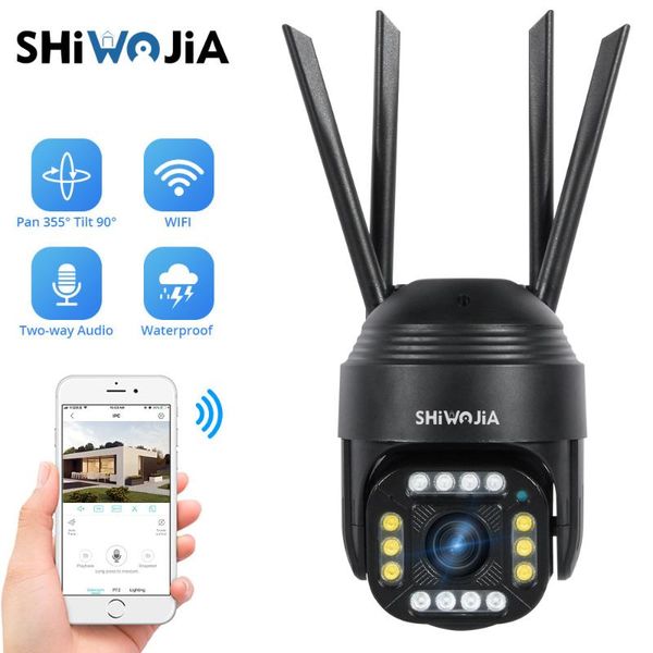 

cameras shiwojia ip camera wifi 1080p home security outdoor ptz metal black waterproof with color night vision camhi app