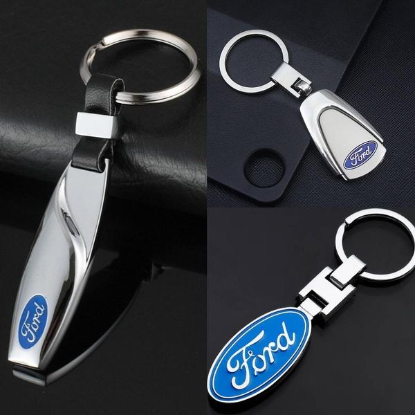 

keychains car styling key chain for ford focus mustang mondeo kuga fiesta escort edge f150 explorer badge emblem ring holder keyring, Silver