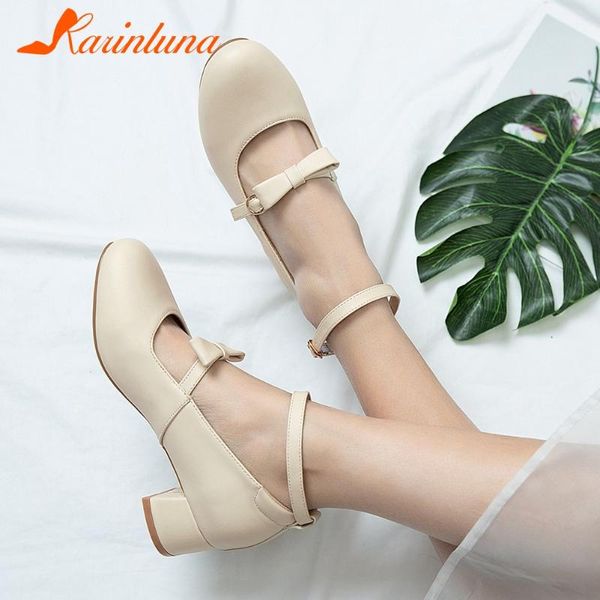 

dress shoes 2021 fashionable chunky heels ankle straps butterfly-knot mary janes big size 33-43 shallow women pumps female, Black