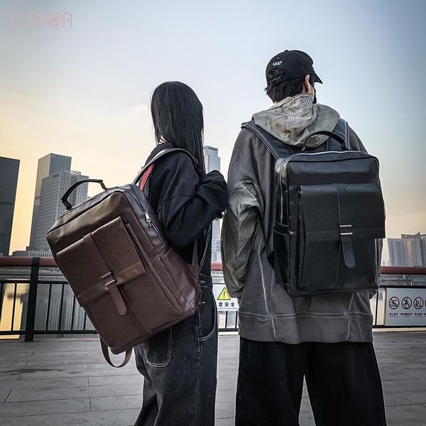 

backpack 2021 travel school vintage backpacks male bags lappu leather men bagback for