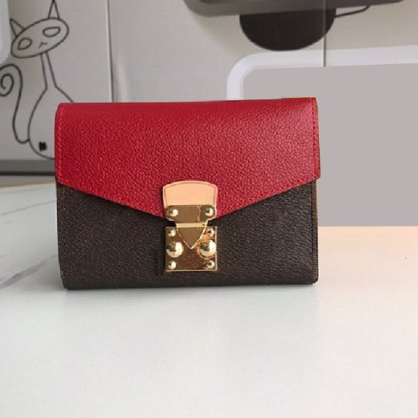 

2021 fashion flowers designer wallets luxurys men women leather bags classic letters key coin purse original box plaid card holder m67478-3, Red;black