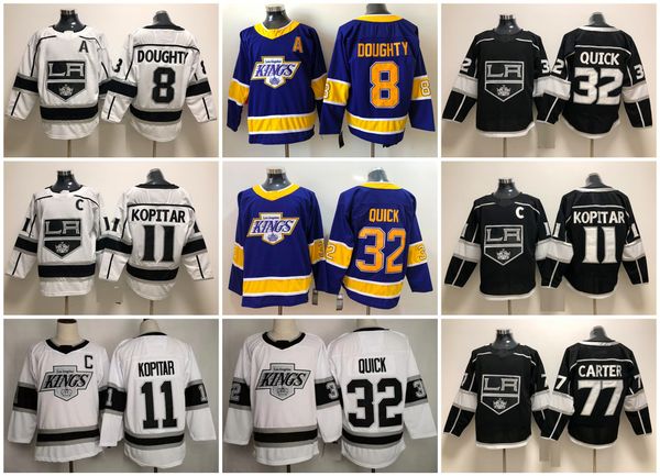 

2021 los angeles kings hockey jerseys men anze kopitar jersey drew doughty jonathan quick dustin brown alex iafallo stitched, Black;red
