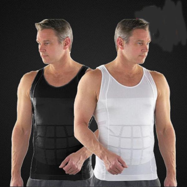 

men's body shapers mens slimming trainer shapewear undershirt solid t-shirt vest corset compression belly waist burning -n, Black;brown