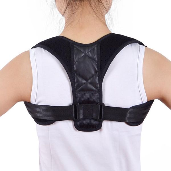 

back support adjustable posture corrector invisible upper clavicle women men belt braces shoulder straightener, Black;blue