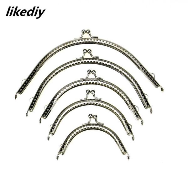 

20 pcs/lot 5 sizes glossy silver basic arch metal purse frame kiss clasp lock diy bag accessories 8.5/10.5/12.5/15.5/18.5cm 210901, Black