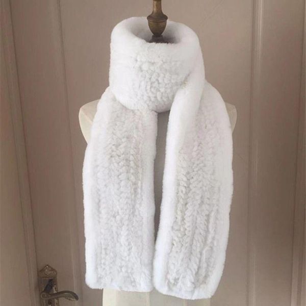 

scarves knitted rex fur women long double face wrap winter warm neck-wear ring muffler, Blue;gray