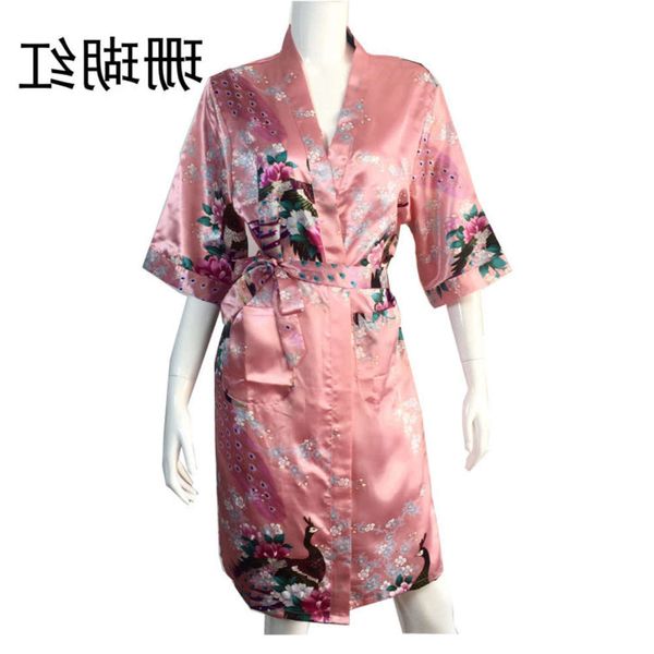 

bathrobe straight peacock robe summer thin ice silk bathrobe long bride kimono