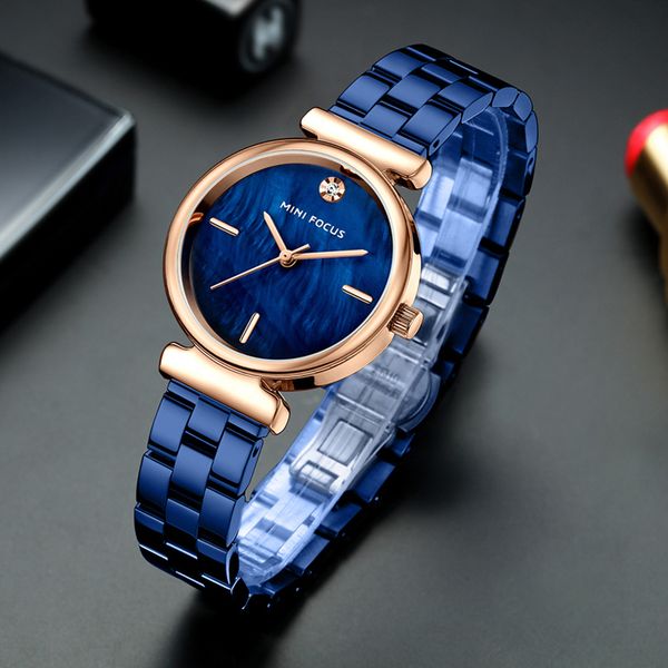 

watch blue fashion creative rose women wrist casual dress clock relogio feminino whatches, Slivery;brown