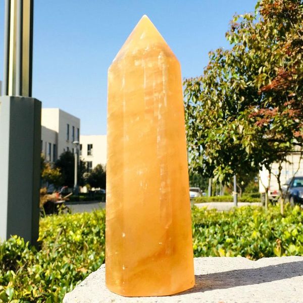

natural citrine calcite quartz tower crystal stone point healing gemstone for home decor decorative objects & figurines