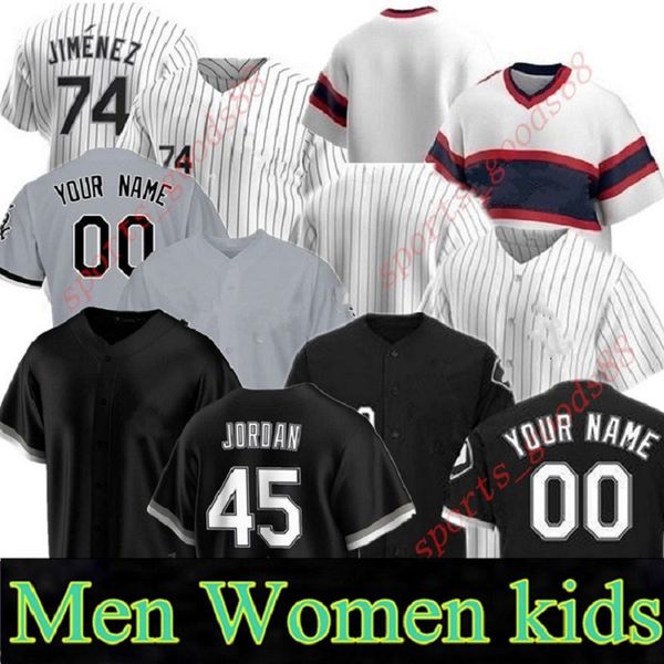 

chicago 74 eloy jimenez white jersey sox 16 liam hendriks 8 bo jackson 10 yoan moncada luis robert jose abreu tim anderson aaron bummer base, Blue;black