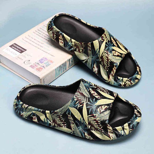 Тапочки Новый Yee Flip Seaname Street Man Beach Shoes Горячая Летняя мода Кокос Спелые Женщины Открытый 220302