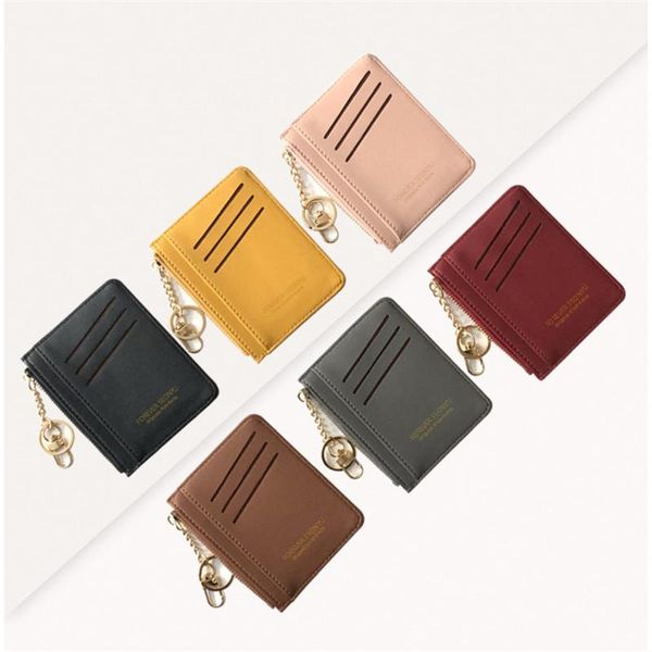 

card holders 1pc small wallet pu leather coin purses credit multi-card package zipper change money bags pocket wallets mini key pouch, Brown;gray
