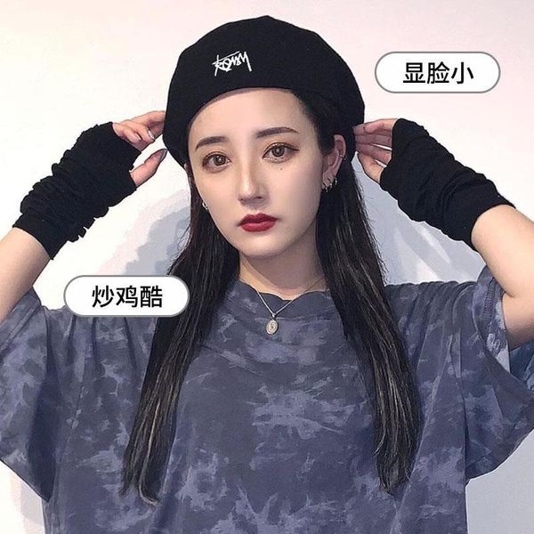 

berets beret women 's summer thin british retro face-looking petite korean style painter hat men fashion, Blue;gray