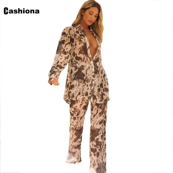

women's two piece pants camouflage print women set fashion 2021 single breasted and long autumn sleeve ladies outfits, White