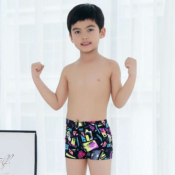 

haolian boys' swimsuit fashion printed children's swimming trunks, Blue