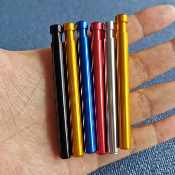 Autolimpeza multicores One Hitter Fumar 82MM com morcegos de mola Palha Snuff Tabaco alumínio Smok Cigarette Dugout Pipe