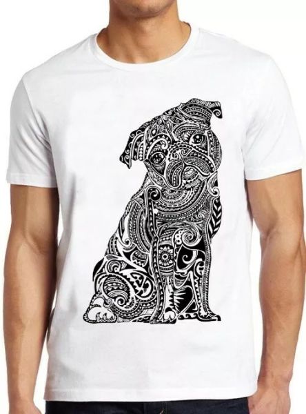 

ethnic pug mandala cute dog animal funny cool gift tee t shirt 4317, White;black