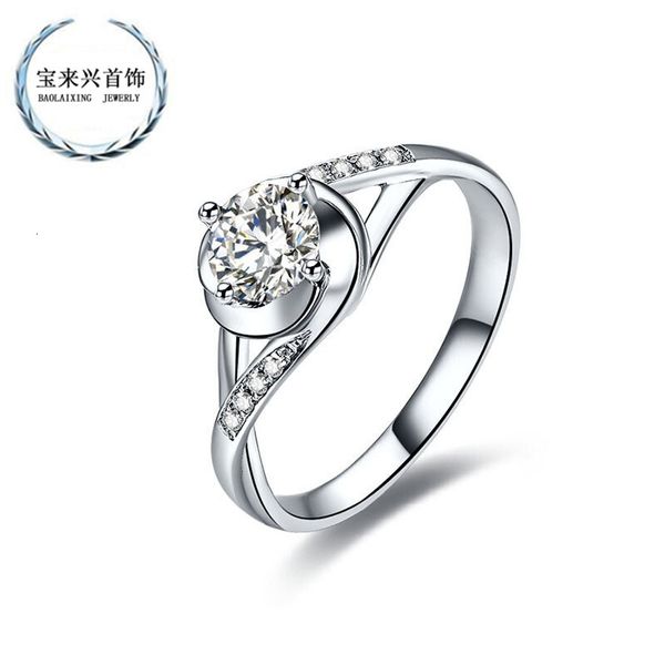 

ring live twisted arm cross inlaid diamond beautiful snowflake peach heart, Silver