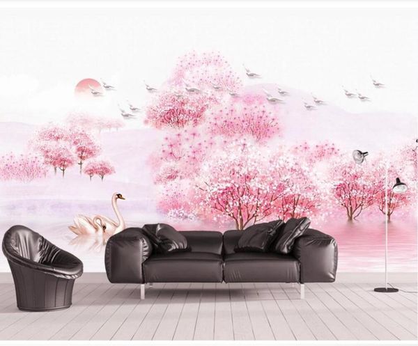 

wallpapers xue su custom wallpaper 3d mural chinese style aesthetic mood taohualin tv sofa background wall covering