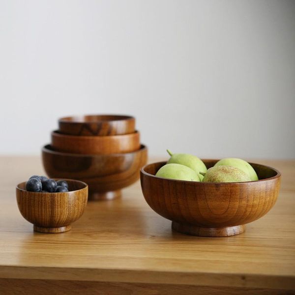

bowls 1pcs/lot salad bowl practical durable wooden simple storage holder kitchen fruit for home accessories