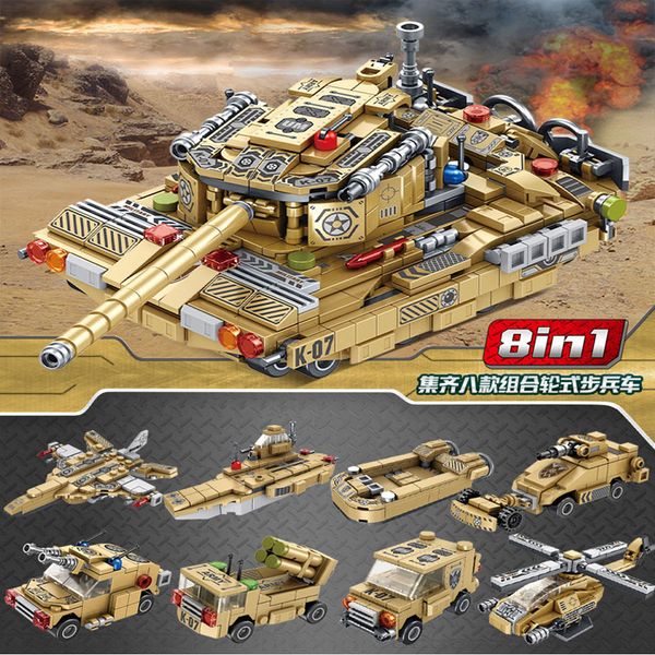 

Army Tank Building Blocks Set 8 In 1 Wheeled Infantry Vehicle Aircraft War Plane Bricks Set Children Toys Set Boys