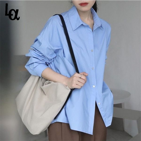 

women simple all-match preppy style ol chic korean long sleeve spring oversize harajuku bf vintage casual shirts 210519, White