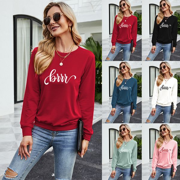 

2021 autumn winter christmas theme letter printed casual long sleeve sweater, Black