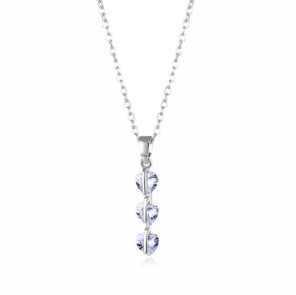 

pendant necklaces berserk jewelry zircon heart-shaped titanium steel clavicle long love bridal wedding necklace for girls, Silver