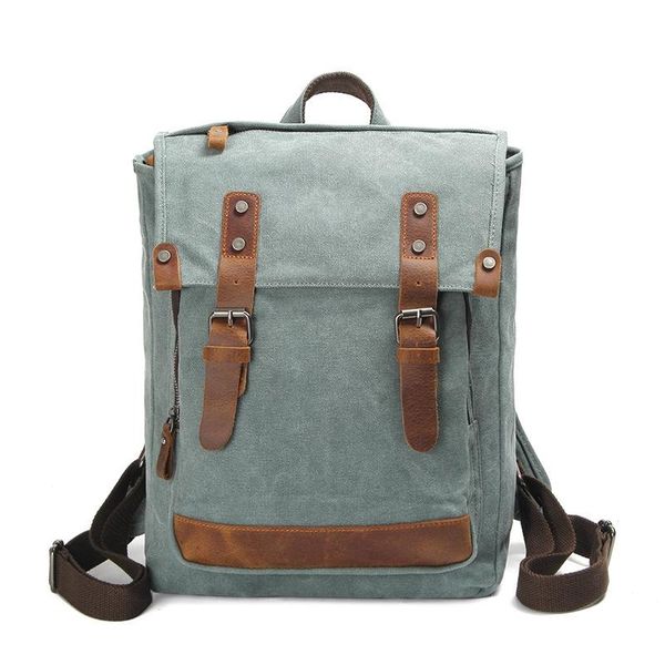 

backpack canvas casual men school hiking rucksack bag lap15 inches