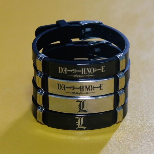 

charm bracelets anime death note silicone titanium steel for women men jewelry couple bracelet pulseras friends gift, Golden;silver